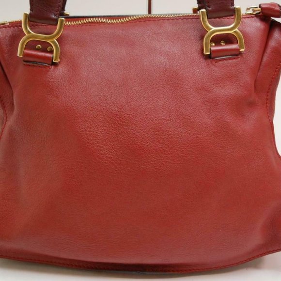 Auth Chloe Marcie Medium Shoulder Bag Leather Red - Picture 5 of 15